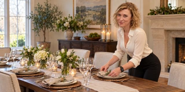 Ula checking the last details at the table
